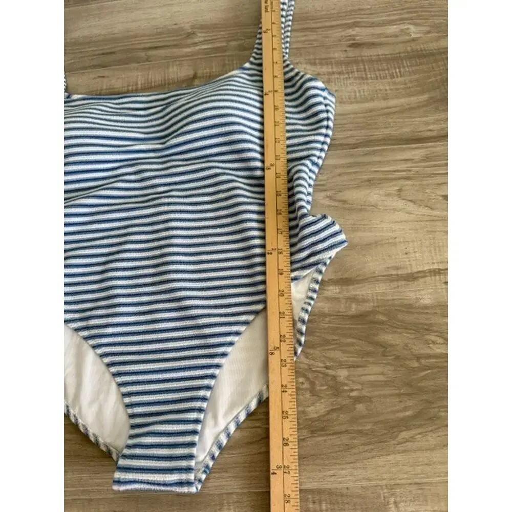 NWT J. Crew Women's Striped Textured Square Neck One-Piece Swimsuit-Size 18